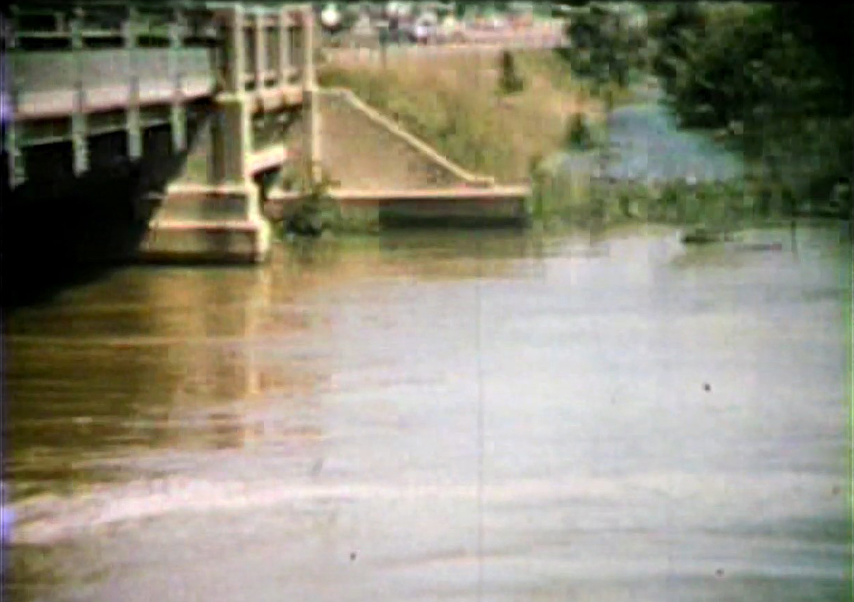 Concrete handrail pillars on the 1932 Tittabawassee River bridge.